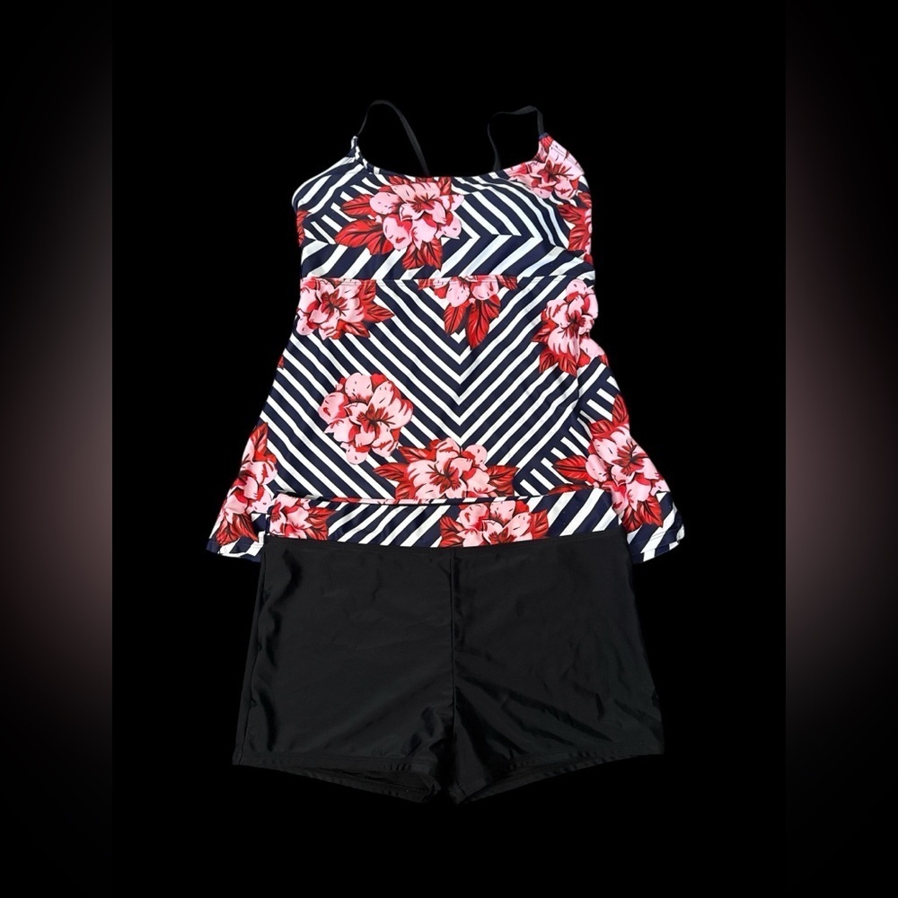 Chic Floral and Striped Swim Sarong